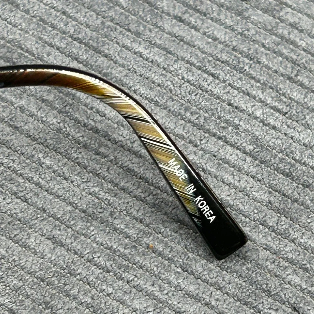 It Wood Gold Semi Rimless Oval Y2k Eyeglass Frames Wood Temples 47-20-140 C1